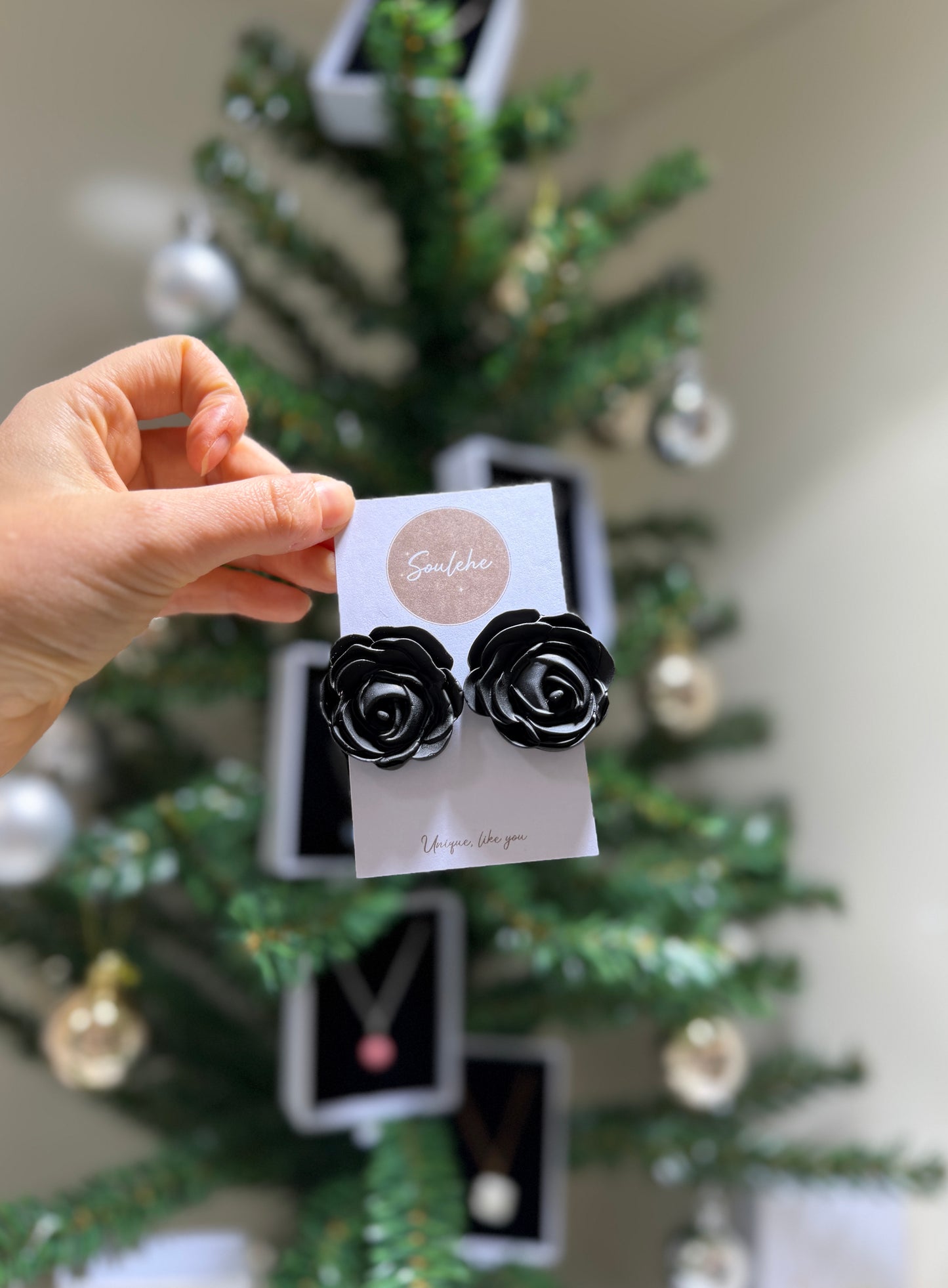 Black Flower Earrings
