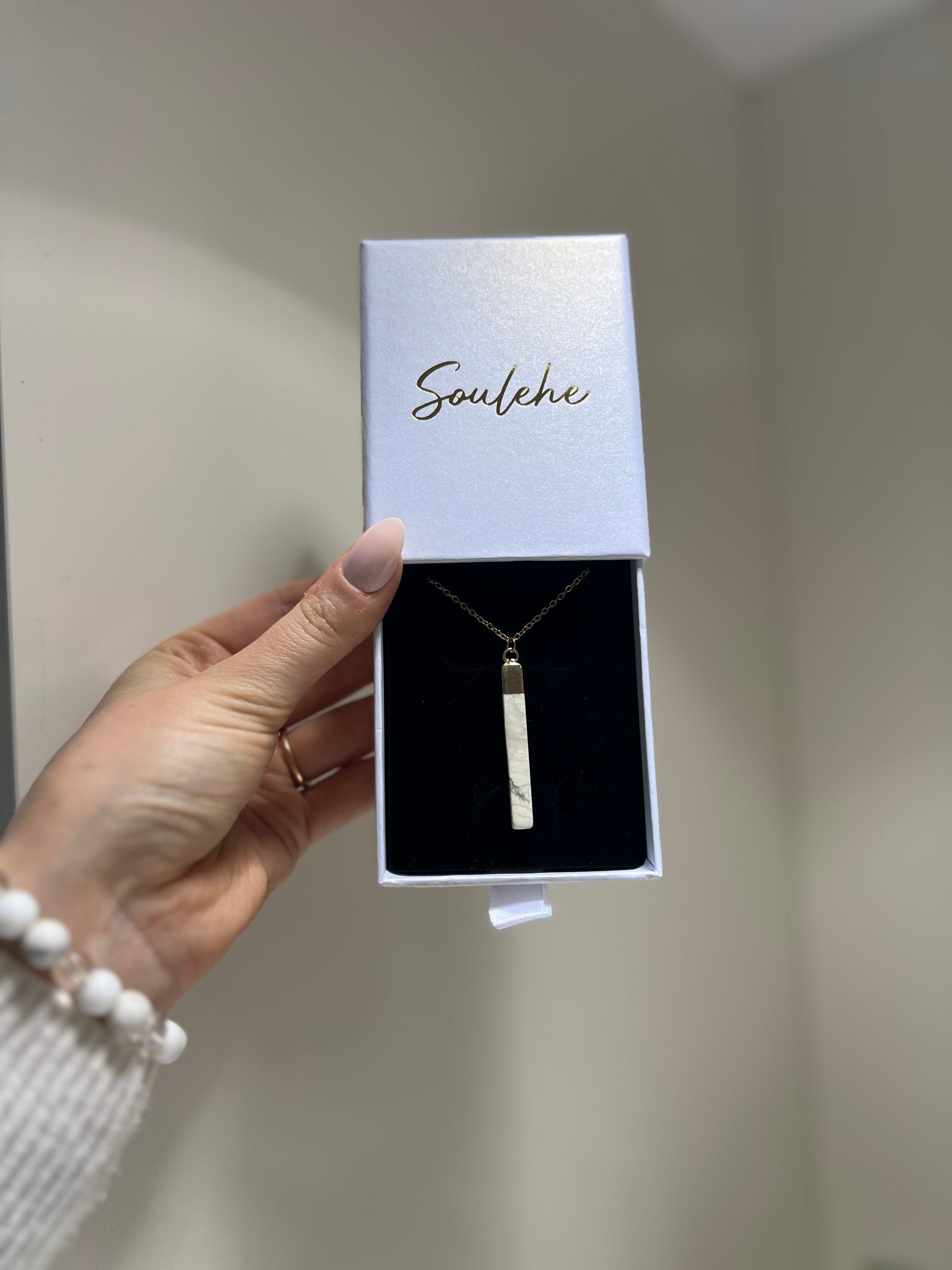 Peace x Love • Necklace • Howlite x Stainless Steel