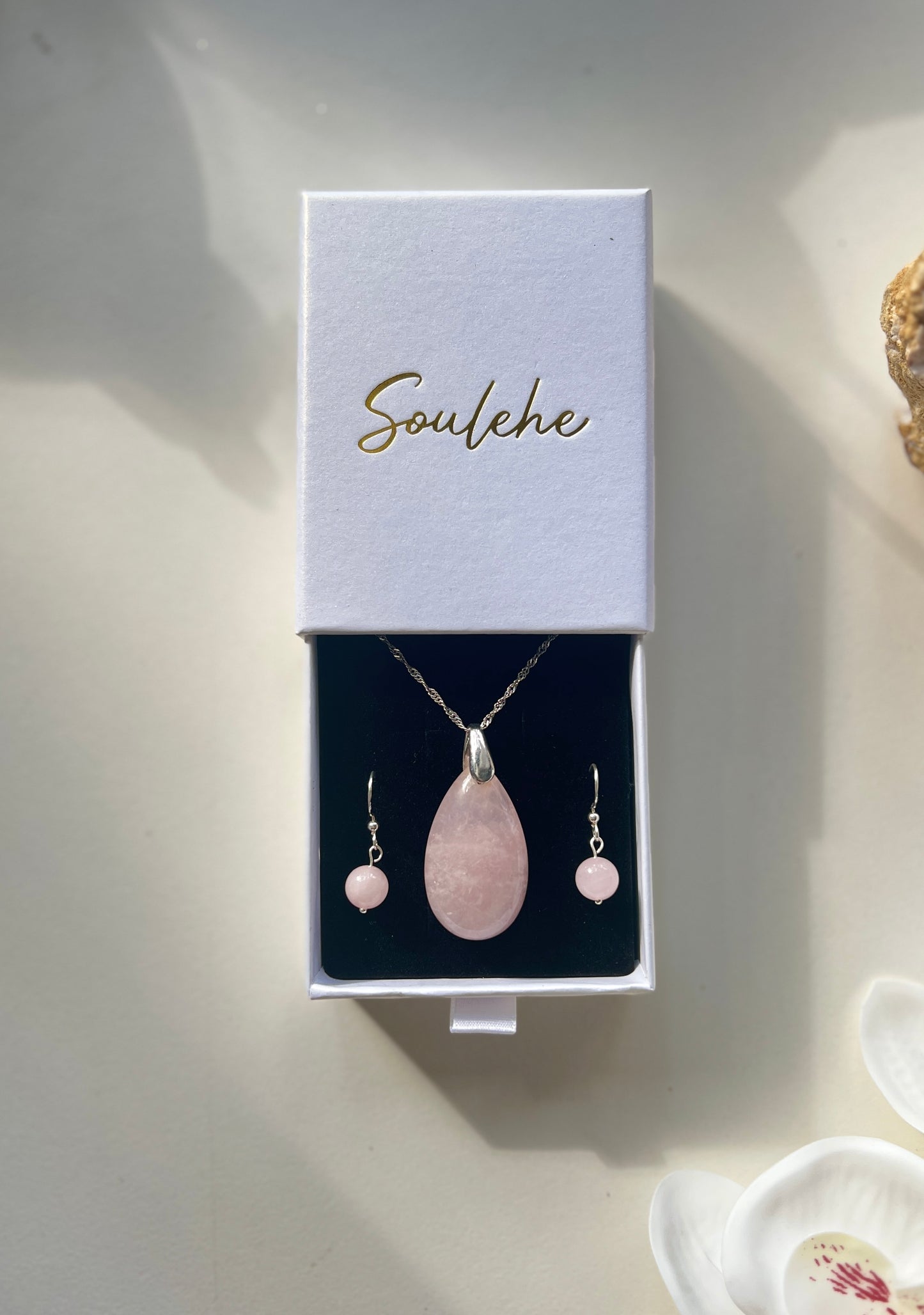 Healing x Relationships Combo • Necklace & Earrings • Rose Quartz & 925 Silver
