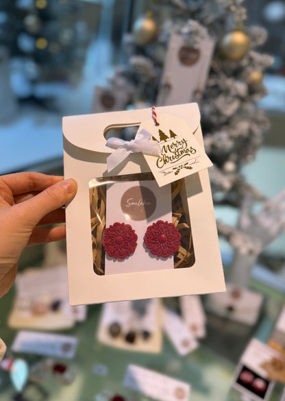 Poinsettia inspired festive earrings