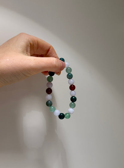 Cancer Luck Bracelet with Green Aventurine, Moss Agate, Aquamarine and Carnelian, handmade – Soulehe.
