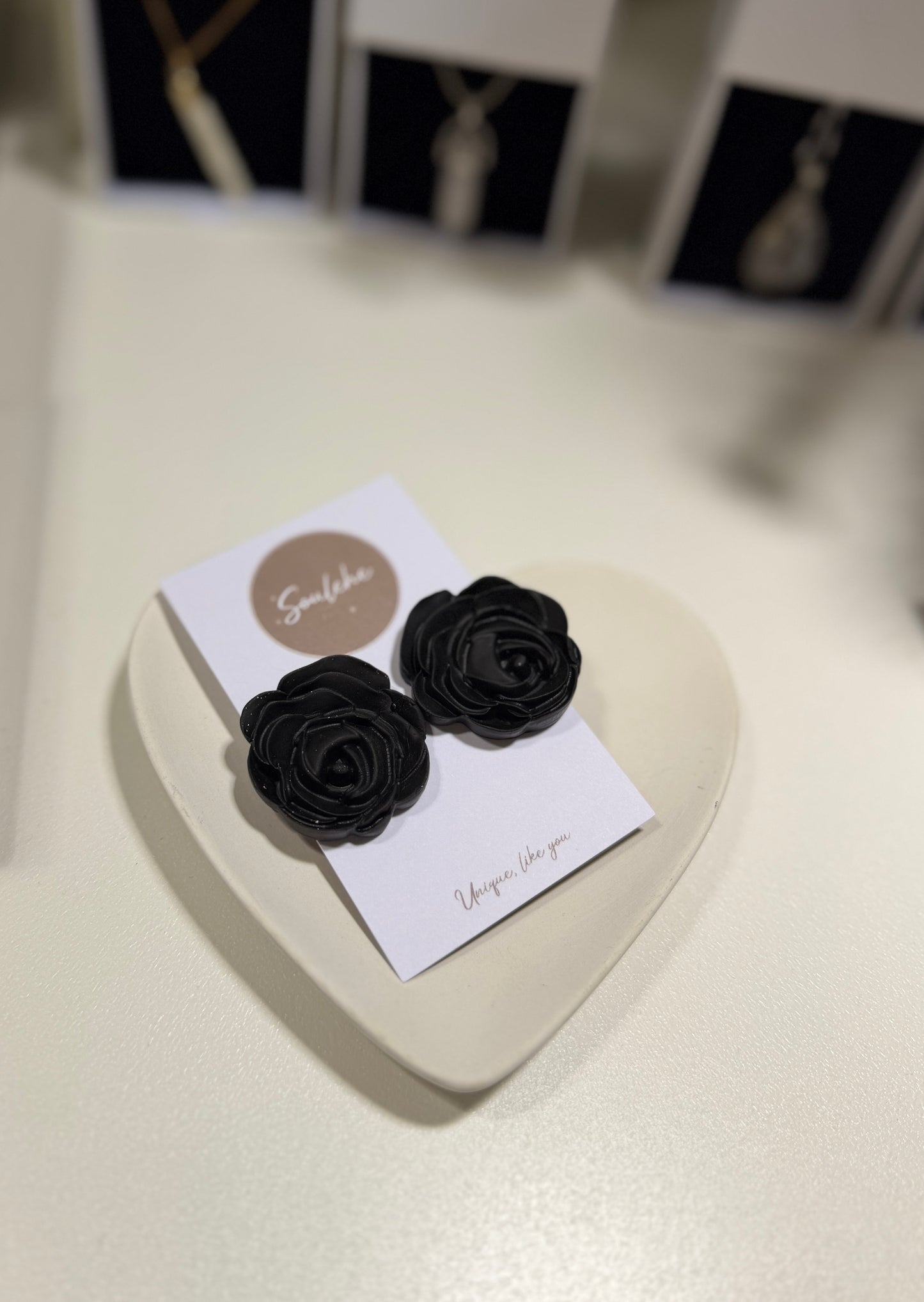 Black Flower Earrings