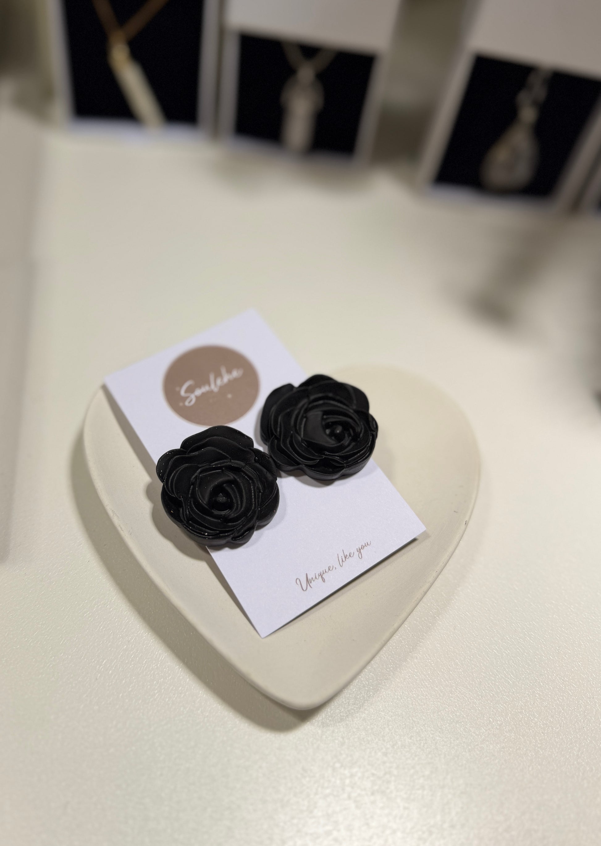 Black Flower Earrings