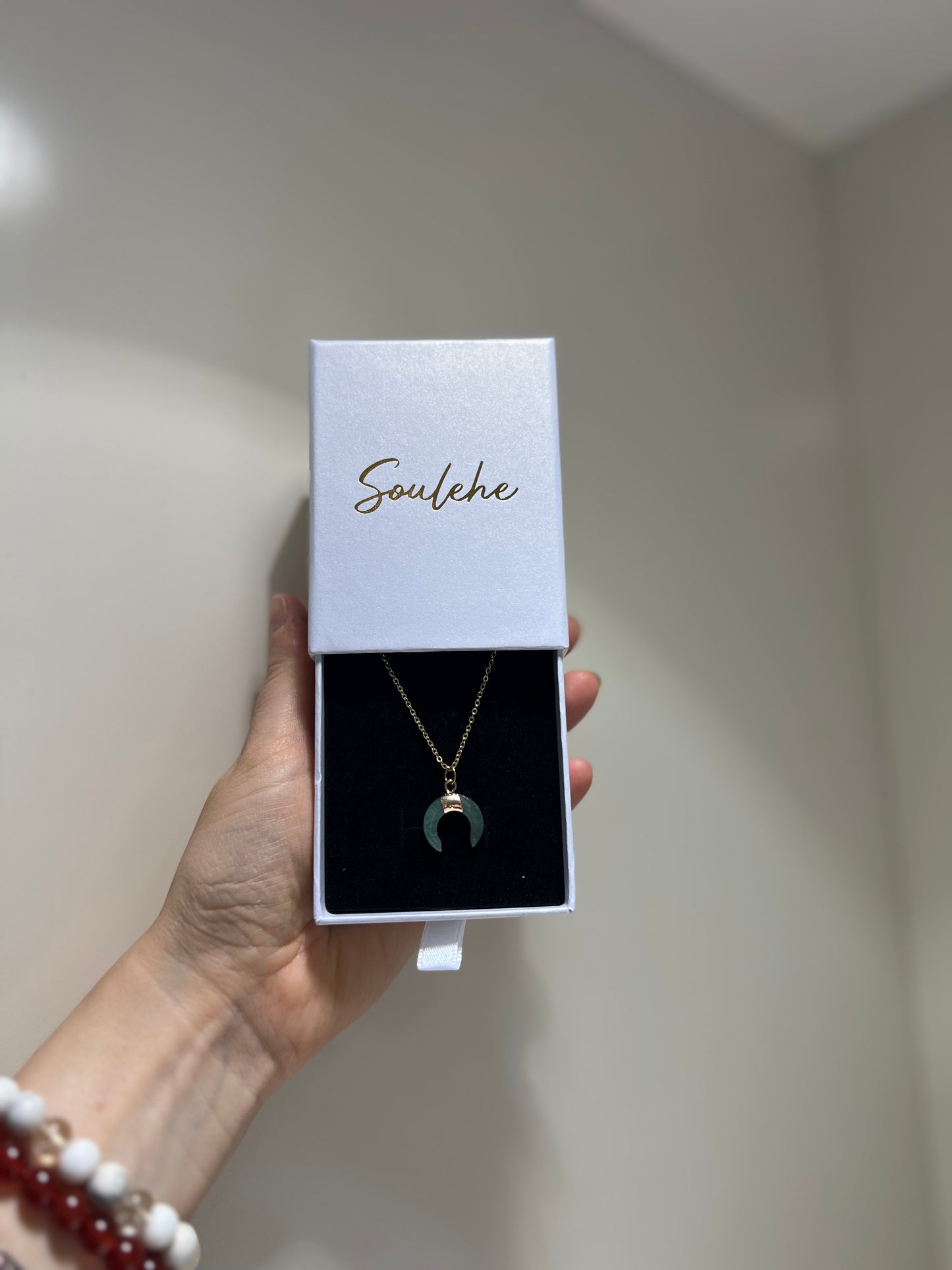 Green Moon • Necklace • Green Aventurine & 14K Gold Plated