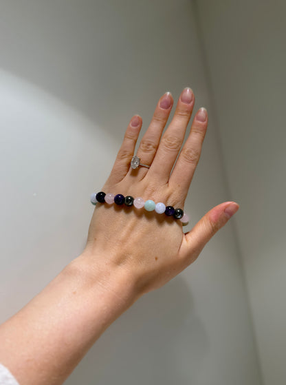 Aquarius Luck Bracelet with Aquamarine, Rose Quartz, Amazonite, Hematite and Amethyst, handmade – Soulehe.