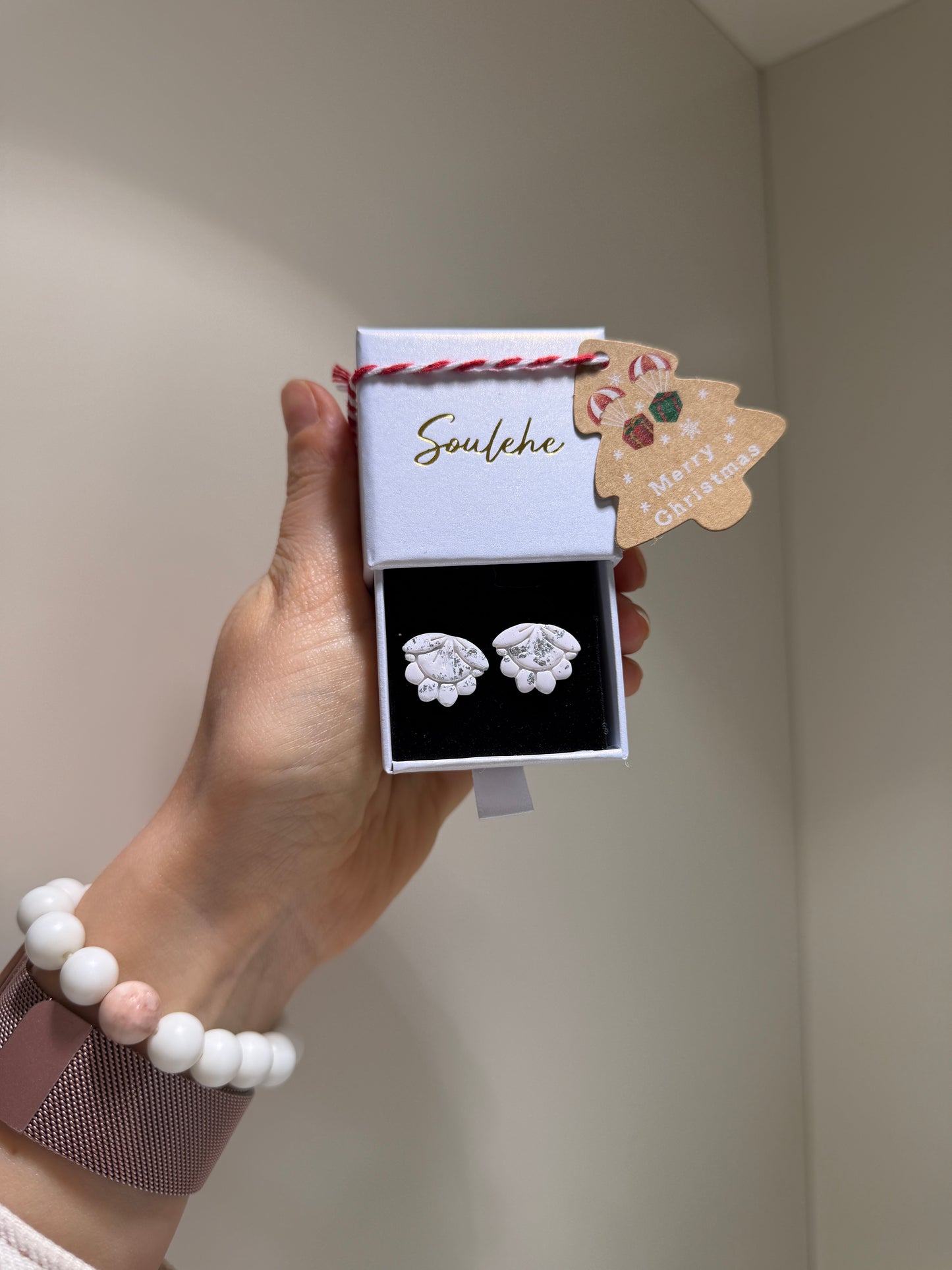 White Festive Earrings