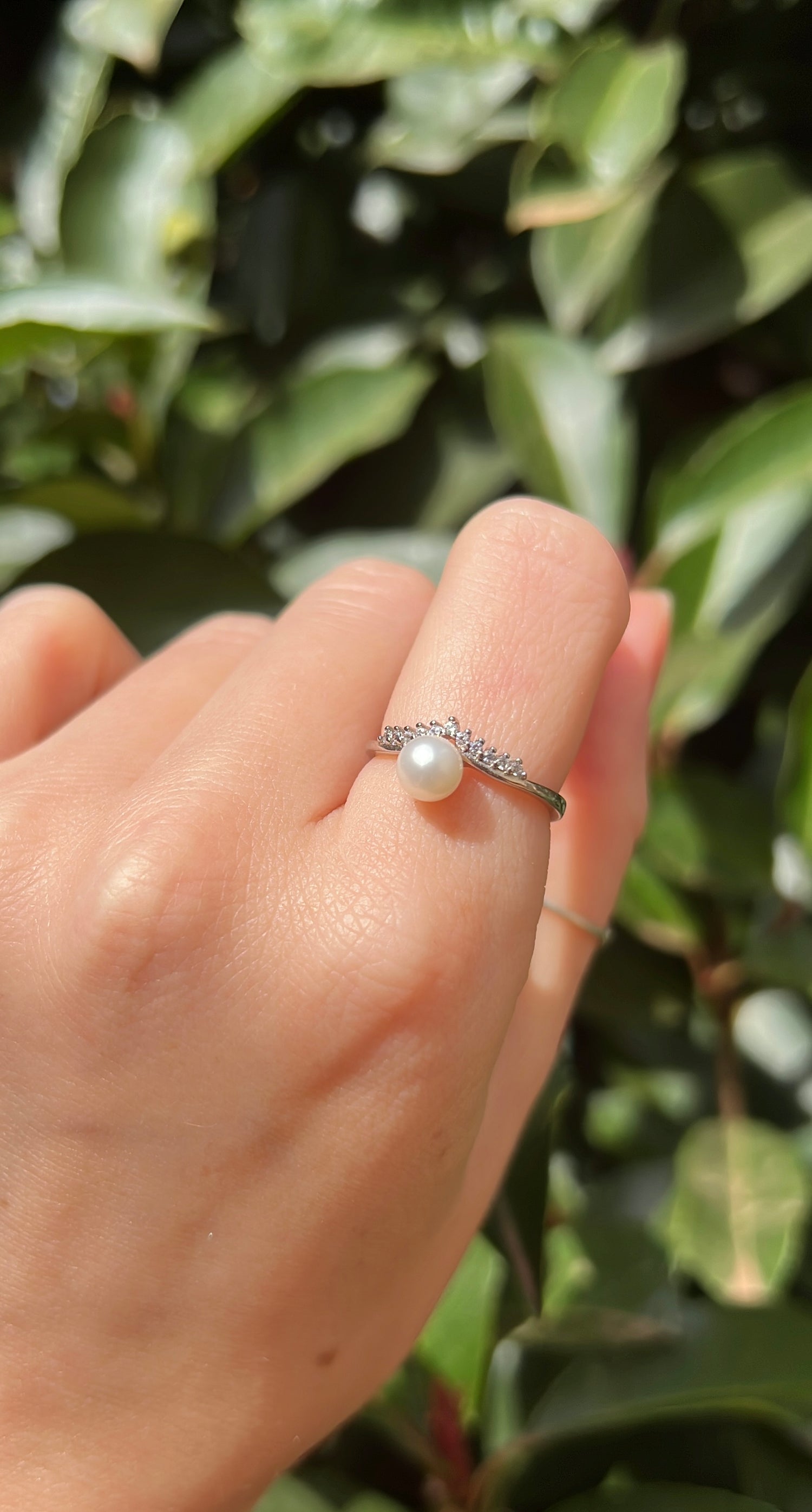 Natural pearl silver ring wedding