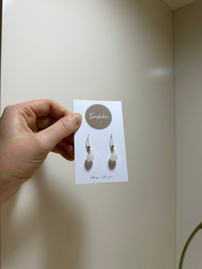 Rose Quartz Dangle • 18K Gold Plated