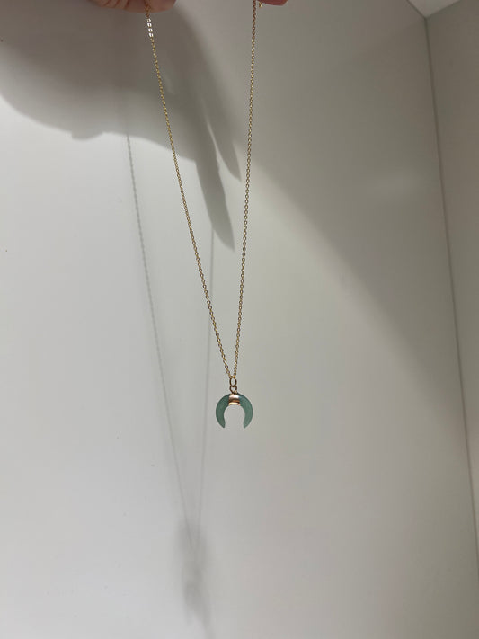 Green Moon • Necklace • Green Aventurine & 14K Gold Plated