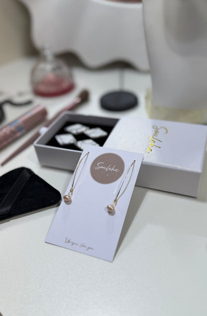 Pink long Pearl earrings