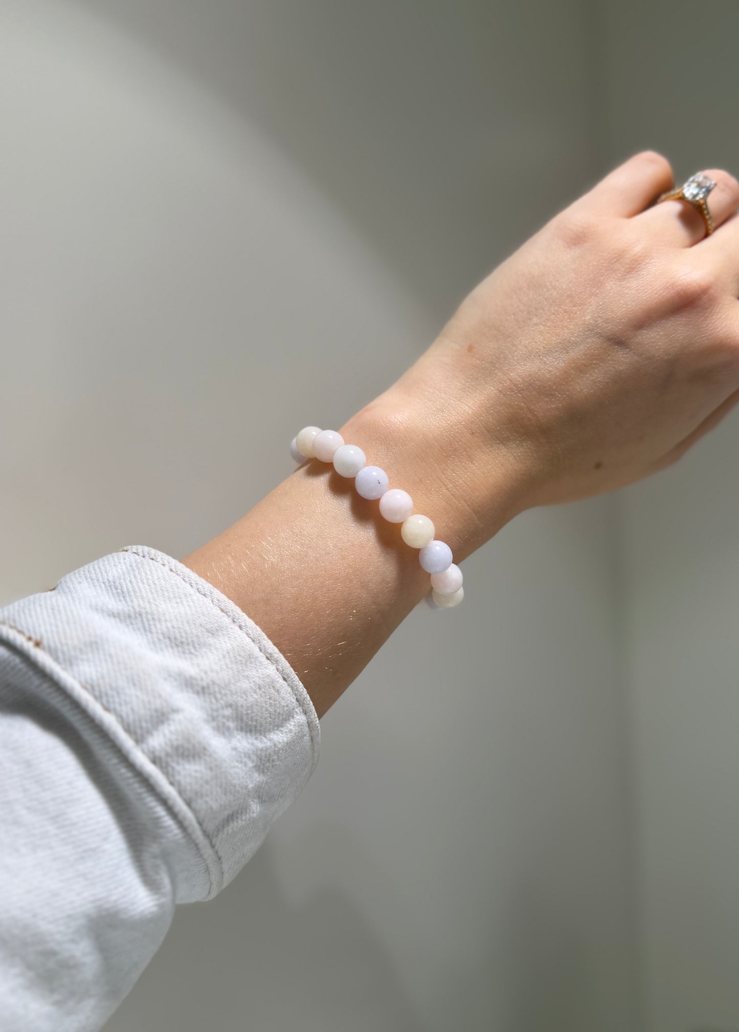 Morganite beaded Soft Heart Bracelet.