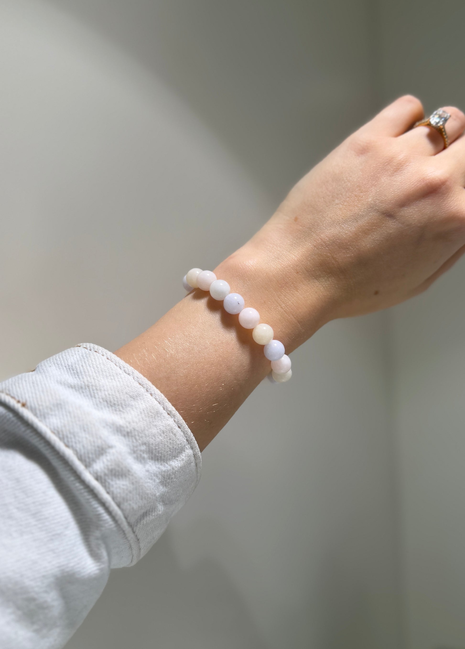 Morganite beaded Soft Heart Bracelet.