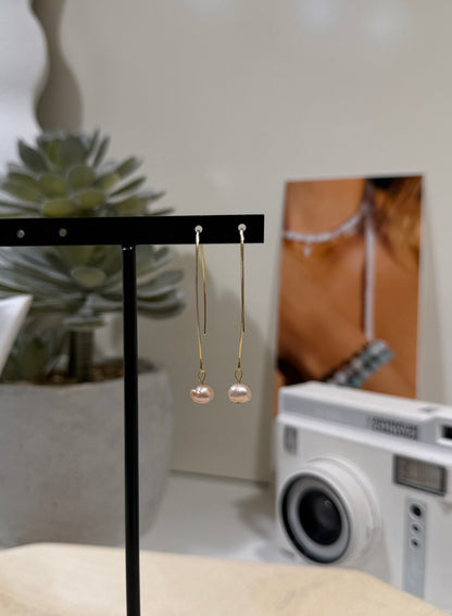 Pink long Pearl earrings