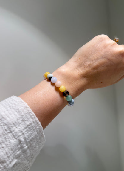 Scorpio Luck Bracelet with Smoky Quartz, Pink Aventurine, Amazonite, Citrine, Green Aventurine and Aquamarine, handmade – Soulehe.