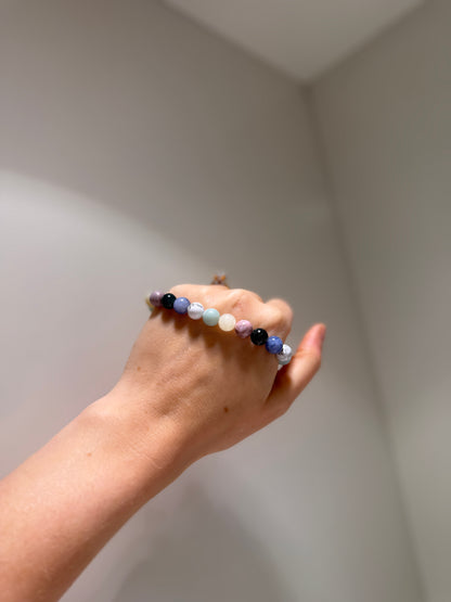 Virgo Luck Bracelet with Amazonite, Pink Zebra, Bamboo Agate, Moss Agate, Blue Sodalite and Howlite, handmade – Soulehe.
