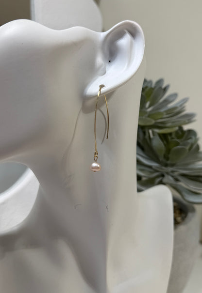 Pink long Pearl earrings