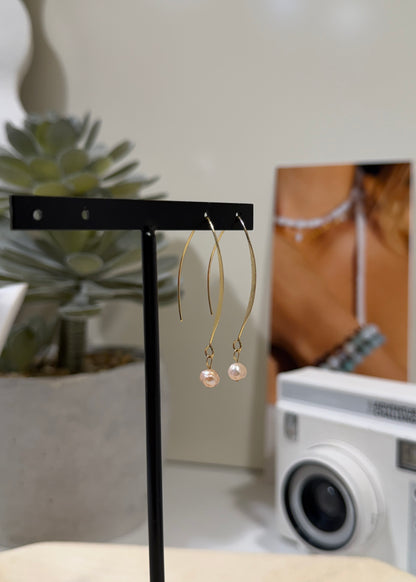 Pink long Pearl earrings