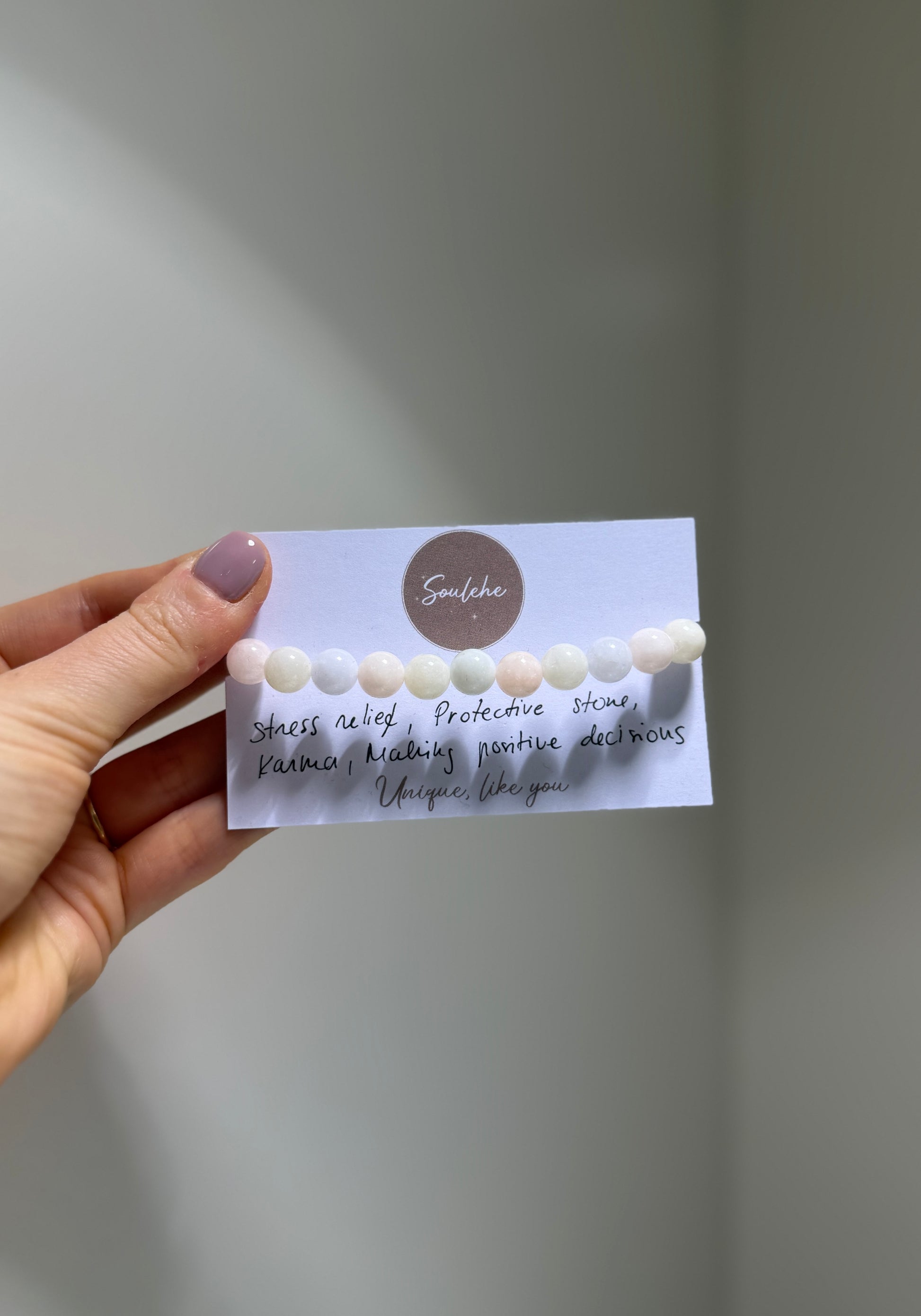 Morganite beaded Soft Heart Bracelet.