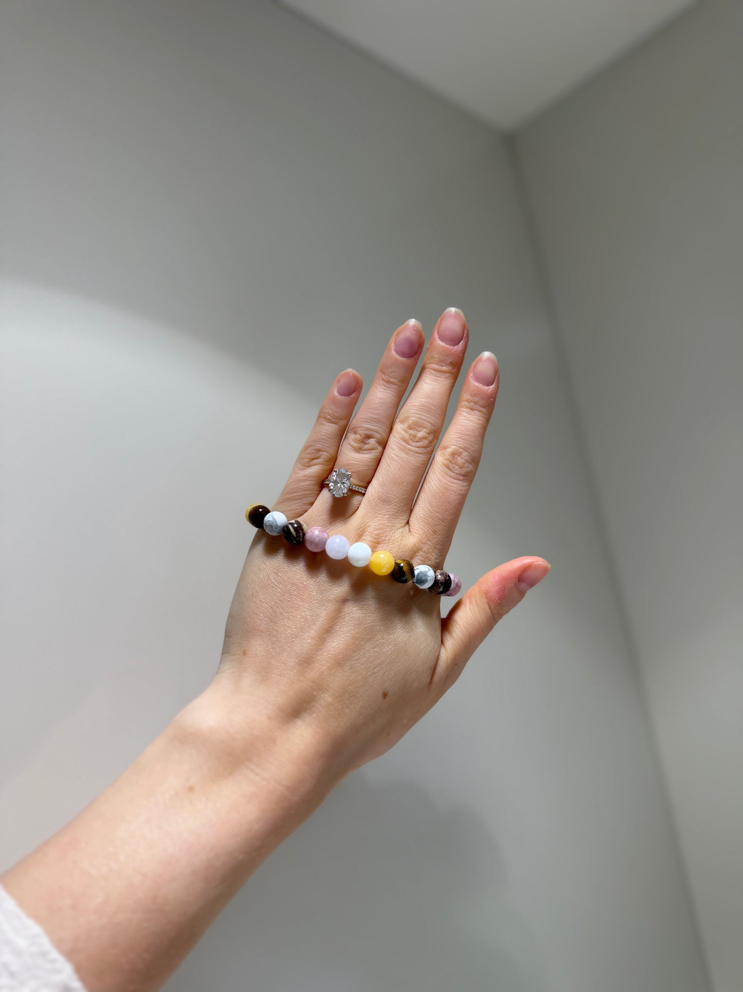 Gemini Luck Bracelet with Tiger Eye, Howlite, Pink Zebra, Aquamarine, White Agate, Australia Zebra and Citrine, handmade – Soulehe.