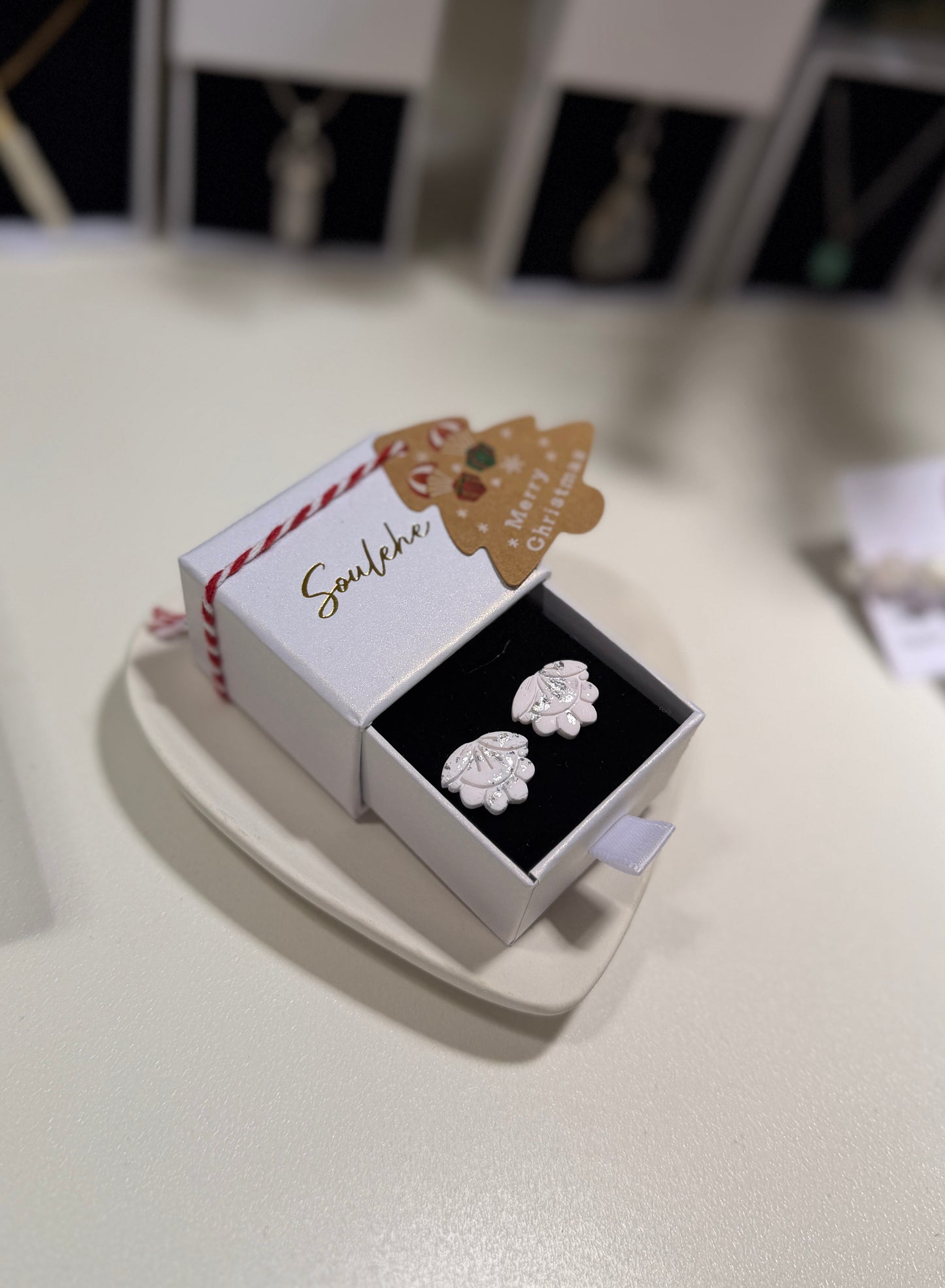 White Festive Earrings