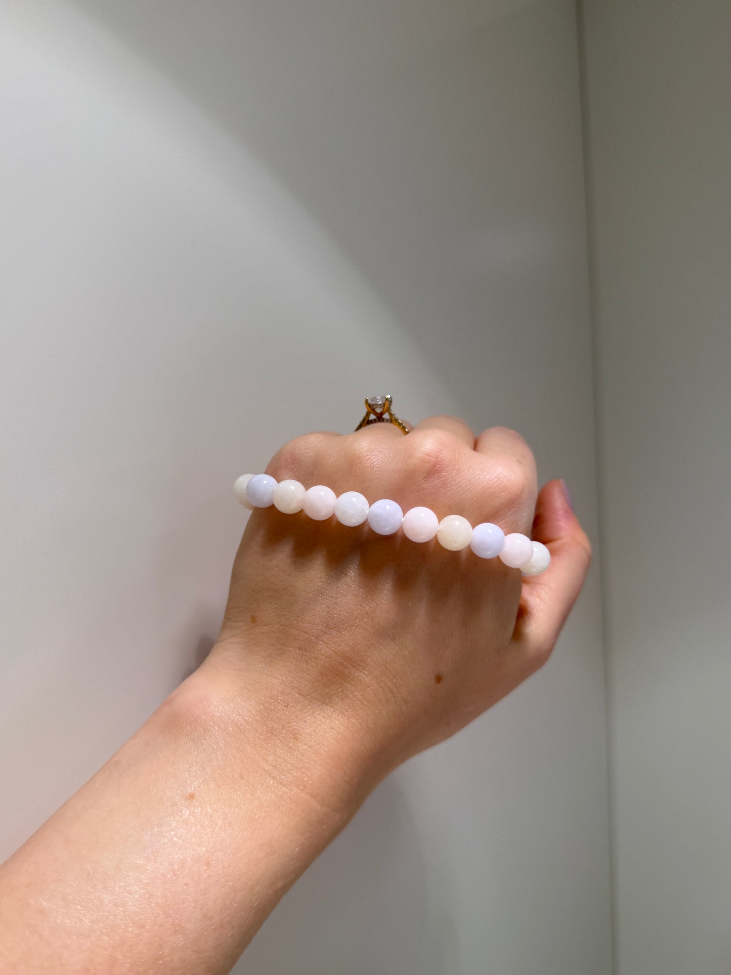 Morganite beaded Soft Heart Bracelet.