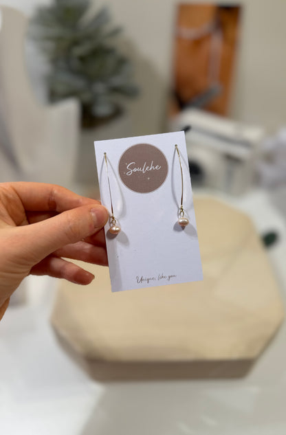 Pink long Pearl earrings