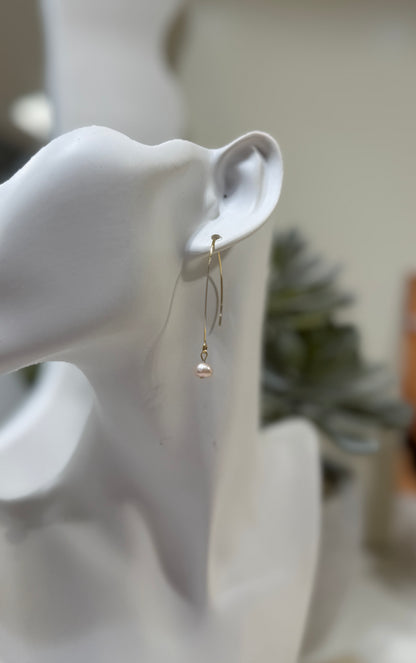 Pink long Pearl earrings
