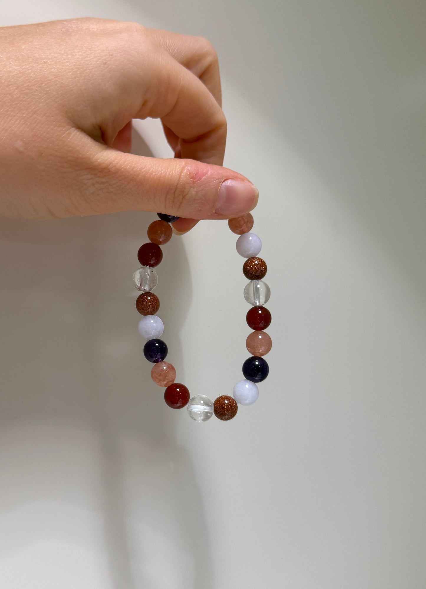 Pisces Luck Bracelet with Carnelian, Sandstone, Sunstone, Aquamarine, Amethyst and Clear Quartz, handmade – Soulehe.