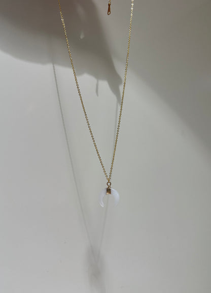 White Agate Moon • 14K Gold plated