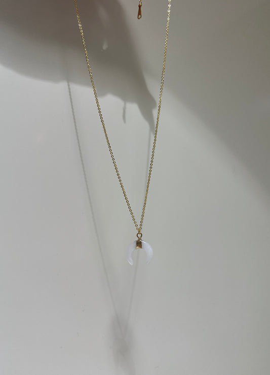 White Agate Moon • 14K Gold plated