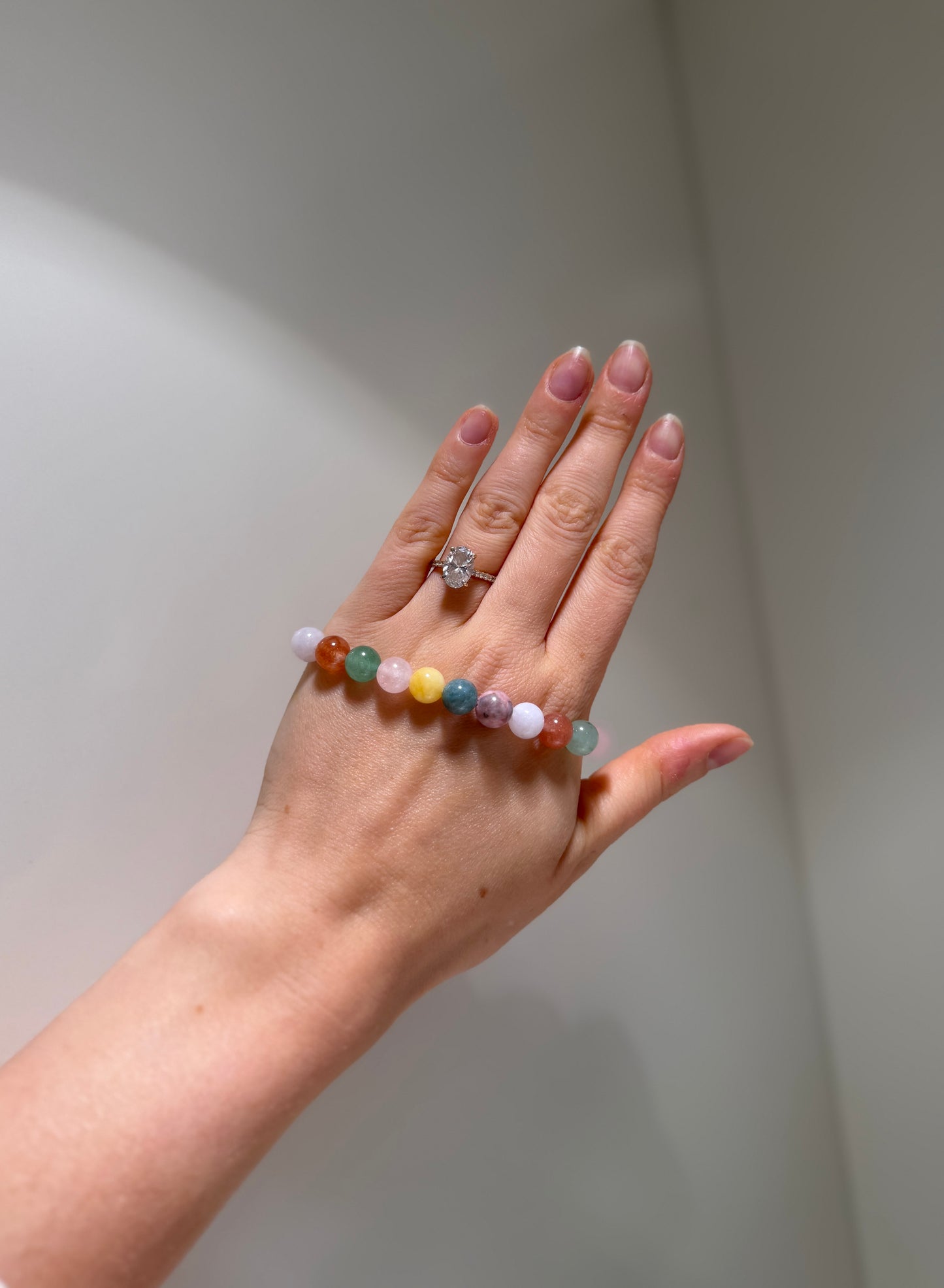 Libra Luck Bracelet with Sunstone, Green Aventurine, Jade, Citrine, Aquamarine, Rose Quartz and Pink Zebra, handmade – Soulehe.